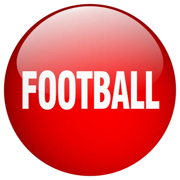 Futbol kırmızı yuvarlak jel izole basma düğmesi — Stok Vektör