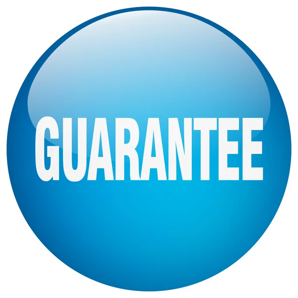 Guarantee blue round gel isolated push button — Stock Vector