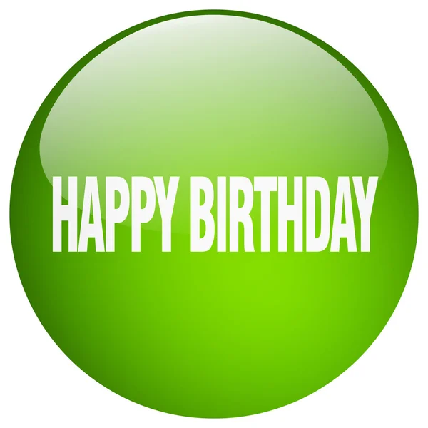 Happy birthday green round gel isolated push button — Stock Vector