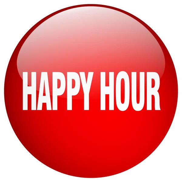 Happy hour czerwony okrągły żel na białym tle naciśnij przycisk — Wektor stockowy