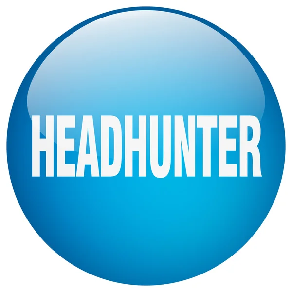 Headhunter blauwe ronde gel geïsoleerde drukknop — Stockvector