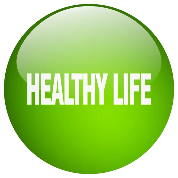 Gesundes Leben grünes rundes Gel isolierter Druckknopf — Stockvektor