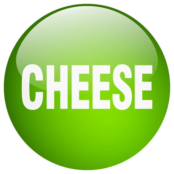 Kaas groene ronde gel geïsoleerde drukknop — Stockvector