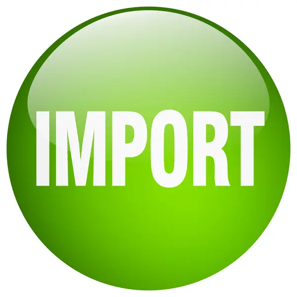 Importação verde rodada gel isolado botão — Vetor de Stock