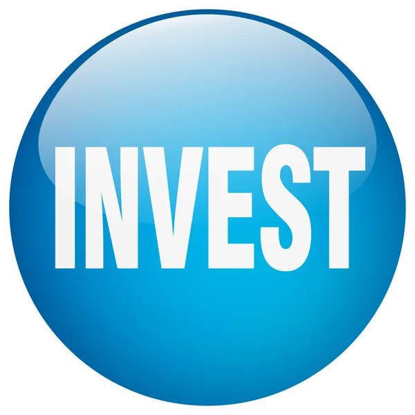 Investire blu rotondo gel isolato pulsante — Vettoriale Stock