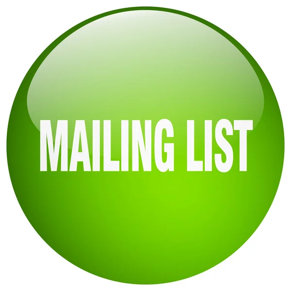 Mailing list gel rond vert isolé bouton poussoir — Image vectorielle