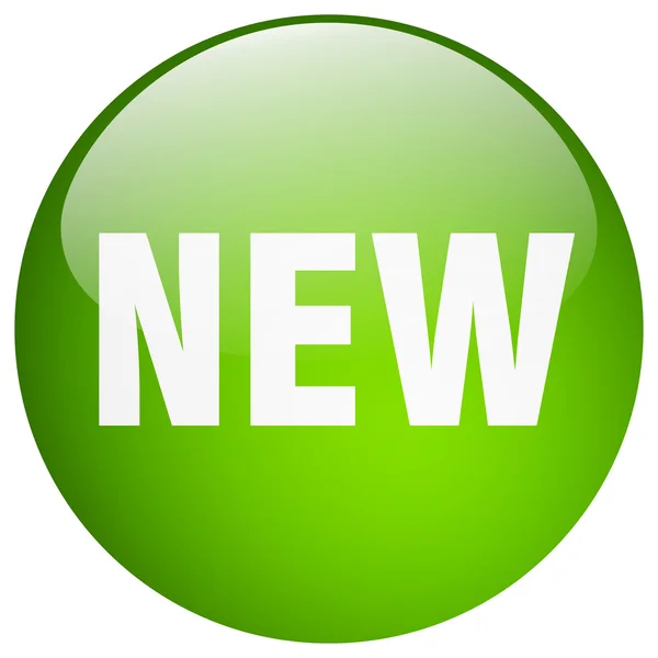 Yeni yeşil yuvarlak jel düğme izole — Stok Vektör