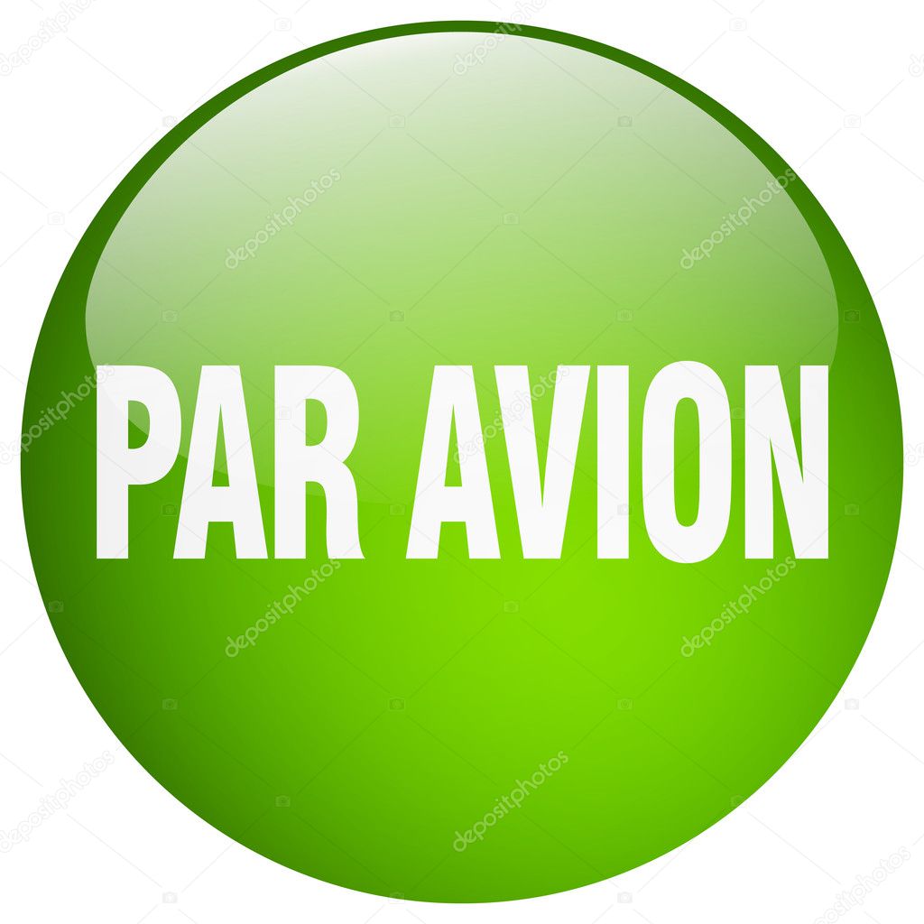 par avion green round gel isolated push button