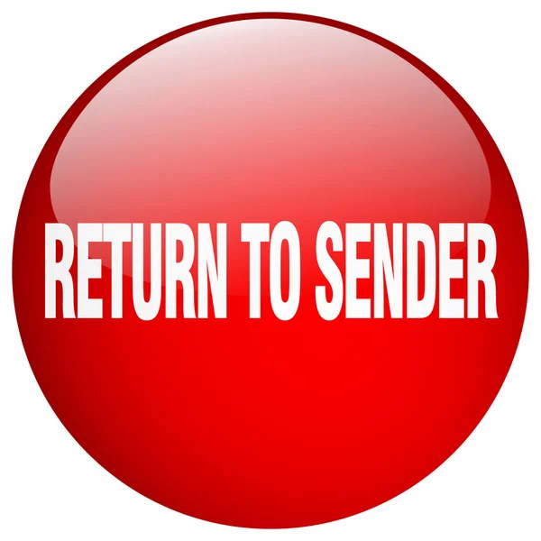 Return to sender red round gel isolated push button — Stock Vector