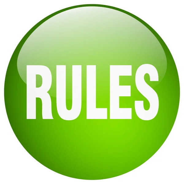 Kuralları yeşil yuvarlak jel düğme izole — Stok Vektör