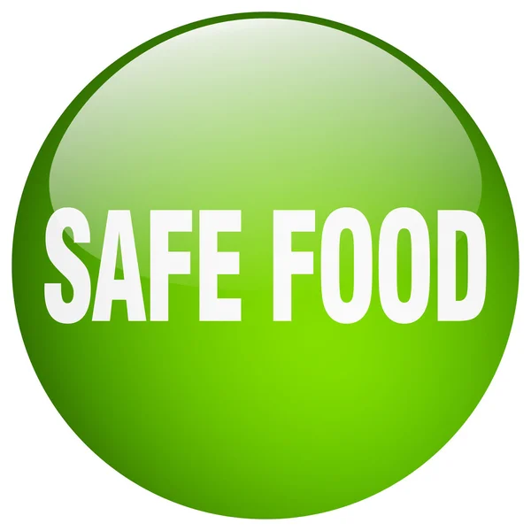 Safe food green round gel isolated push button — Stock Vector