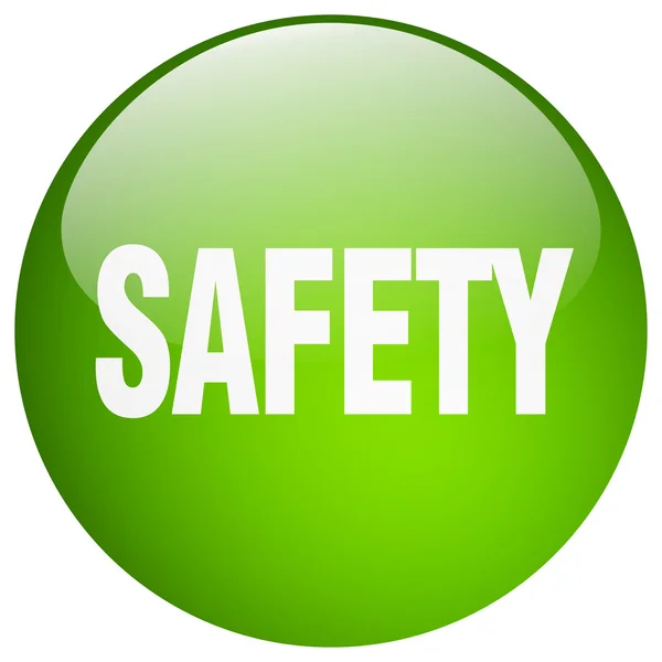 Veiligheid groene ronde gel geïsoleerde drukknop — Stockvector
