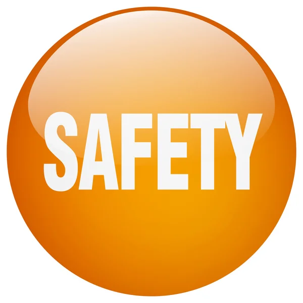 Okrągły pomarańczowy bezpieczeństwo żel na białym tle naciśnij przycisk — Wektor stockowy