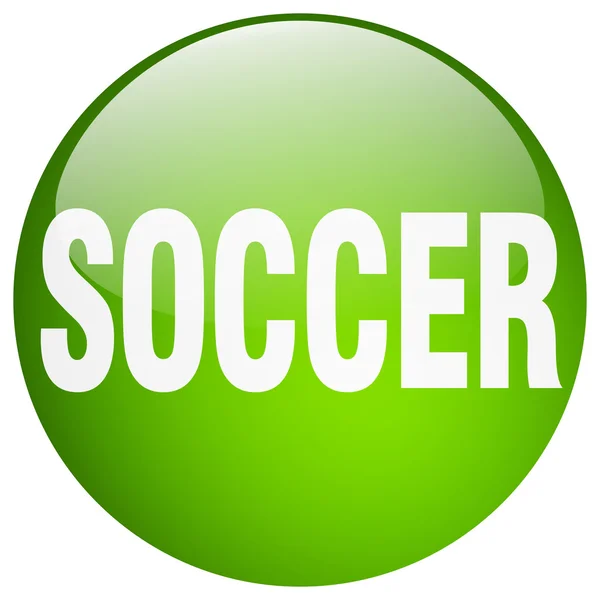 Зеленый футбол круглый гель изолированная кнопка — стоковый вектор