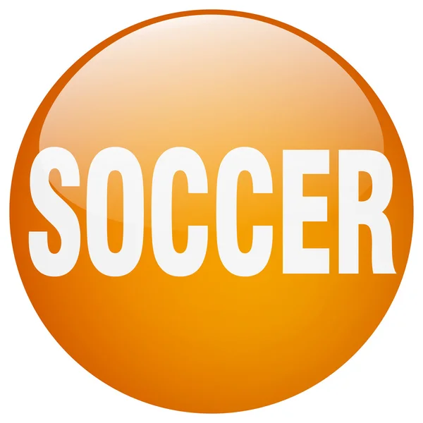 Soccer orange rund gel isolerade tryckknapp — Stock vektor