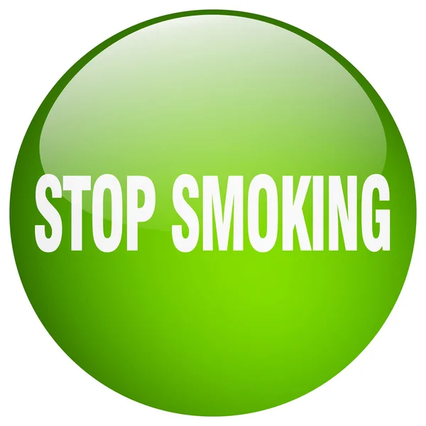 Stop roken groene ronde gel geïsoleerd drukknop — Stockvector