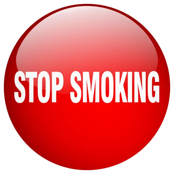Σταματήσουν το κάπνισμα κόκκινο gel γύρου απομονωθεί μπουτόν — Διανυσματικό Αρχείο