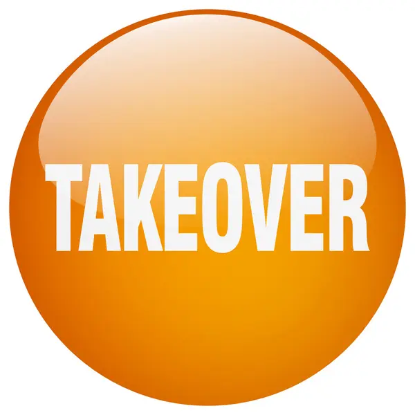 Takeover orange round gel isolated push button — Stock Vector