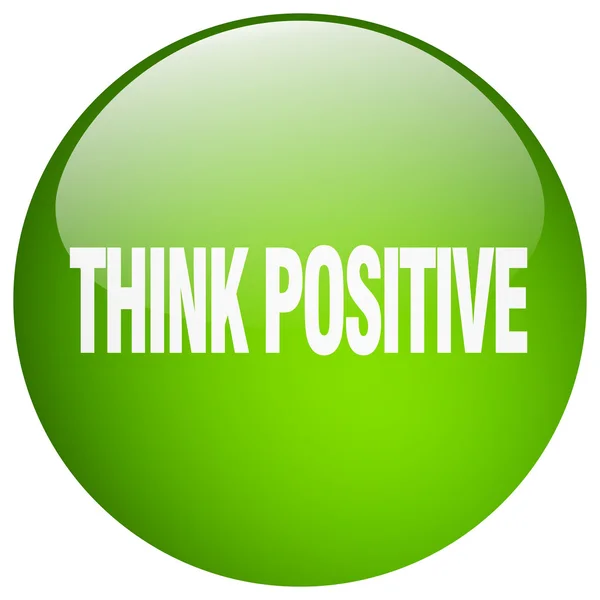 Denk positief groene ronde gel geïsoleerd drukknop — Stockvector