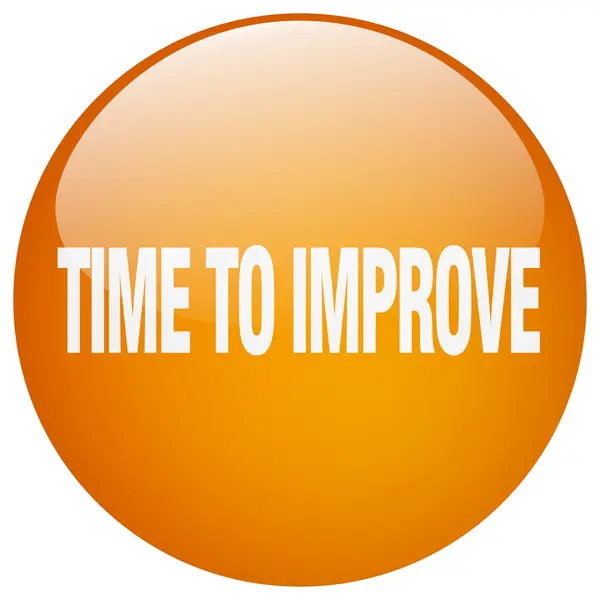Time to improve orange round gel isolated push button — Stock Vector