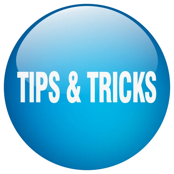 Tips & trucs blauwe ronde gel geïsoleerd drukknop — Stockvector