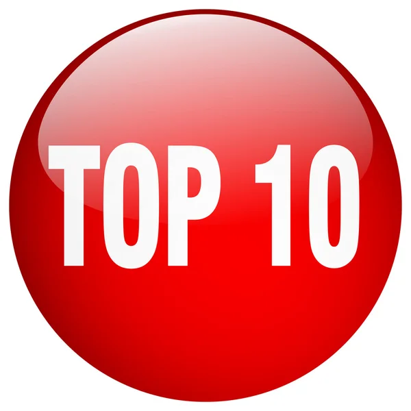 Top 10 gel rond rouge bouton poussoir isolé — Image vectorielle