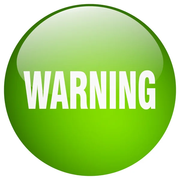 Warning green round gel isolated push button — Stock Vector