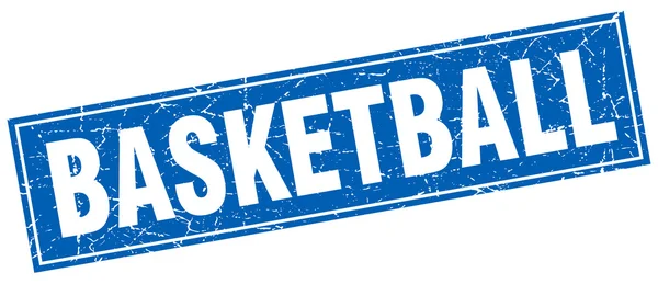 Basketbol mavi kare grunge damgası beyaz — Stok Vektör