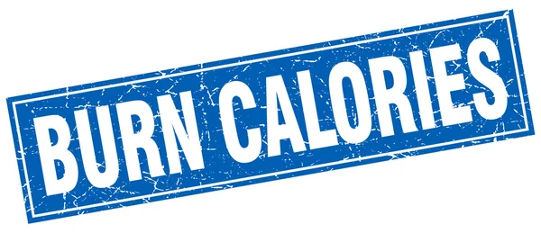 Kalorien verbrennen blauer quadratischer Grunge-Stempel auf weißem Grund — Stockvektor