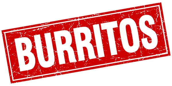 Burritos rosso quadrato grunge timbro su bianco — Vettoriale Stock