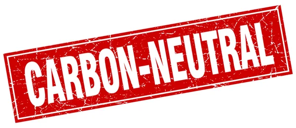 CO2-neutraler roter quadratischer Grunge-Stempel auf Weiß — Stockvektor