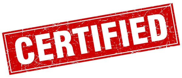 Carimbo grunge quadrado vermelho certificado no branco —  Vetores de Stock