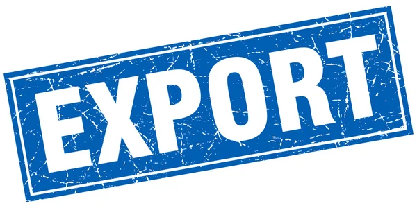 Exportera blå fyrkantiga grunge stämpel på vit — Stock vektor
