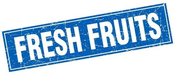 Frutas frescas azul quadrado grunge carimbo em branco — Vetor de Stock