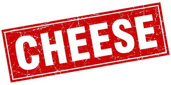 Сыр красный квадратный гранж марка на белом — стоковый вектор