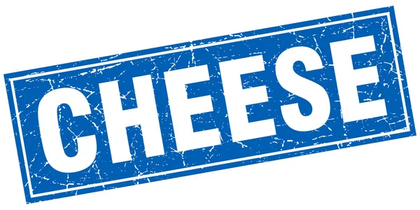 在白色奶酪蓝色方形 grunge 邮票 — 图库矢量图片