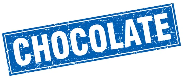 Sello grunge cuadrado azul chocolate en blanco — Vector de stock
