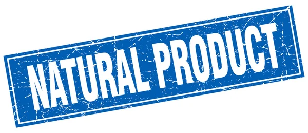 Přírodní produkt modré čtvercové grunge razítko na bílém pozadí — Stockový vektor