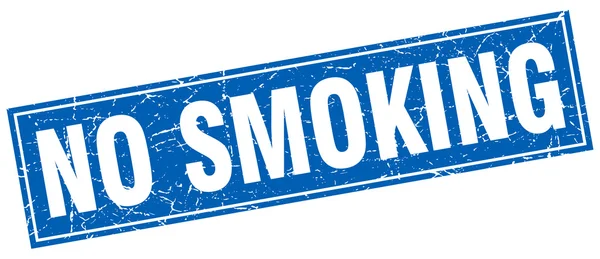 Ingen rökning blå fyrkantiga grunge stämpel på vit — Stock vektor