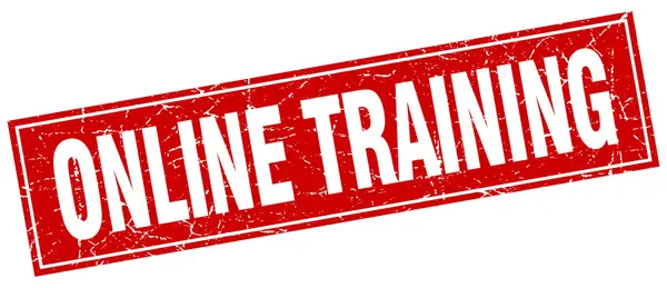 白地に赤の広場グランジ スタンプのオンライン トレーニング — ストックベクタ