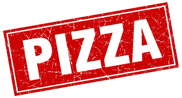 Pizza plac czerwony granica pieczęć na białym — Wektor stockowy