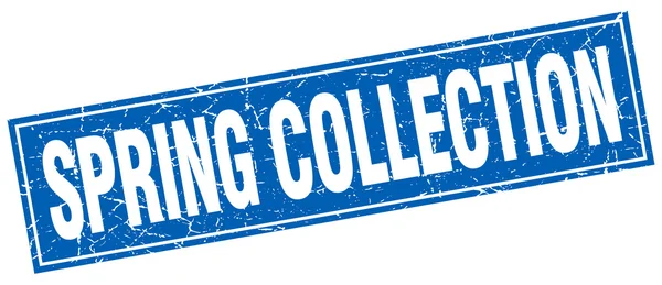 Colección primavera azul cuadrado grunge sello en blanco — Vector de stock