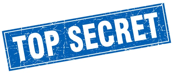Top segredo azul quadrado grunge selo em branco — Vetor de Stock