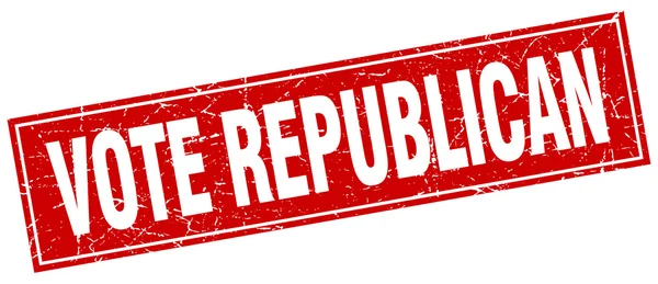 Voto republicano vermelho quadrado grunge selo em branco — Vetor de Stock