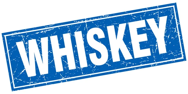 Whiskey Blue Square Grunge Stempel auf Weiß — Stockvektor