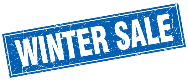 Inverno vendita blu piazza grunge timbro su bianco — Vettoriale Stock