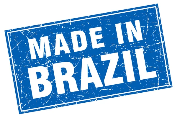 Brazilië blauwe vierkante grunge gemaakt in stempel — Stockvector