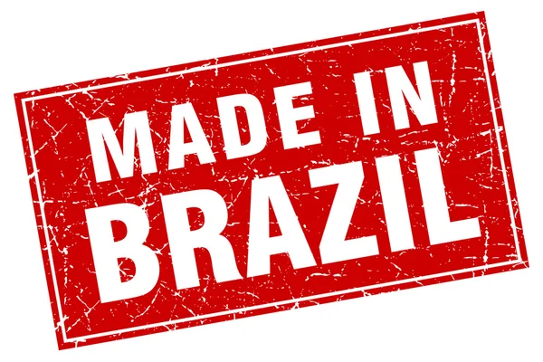 Brazilië Rode plein grunge gemaakt in stempel — Stockvector