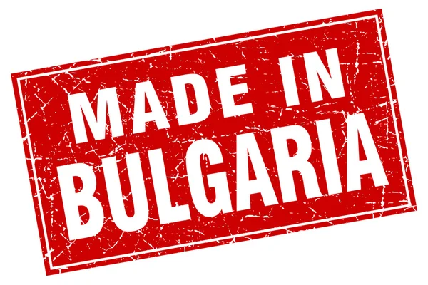 Bulgariens rotes Quadrat Grunge in Briefmarke — Stockvektor