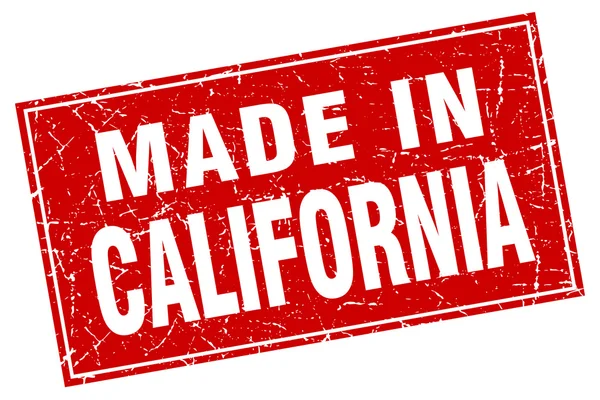 California grunge quadrato rosso fatto in francobollo — Vettoriale Stock